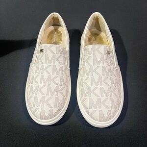 Michael Kors Monogram Slip-On Shoes - White and Cream
